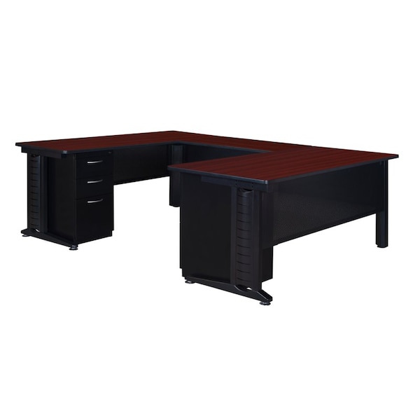 Fusion Fusion U-Desks with Storage, 96 D X 29 H, 72 W X Wood, Metal MUD723042MH - main